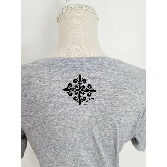 Jane Marie Grey V Neck Wash Your Hands Say Your Prayers Grapic T Shirt Size M - Picture 8 of 9